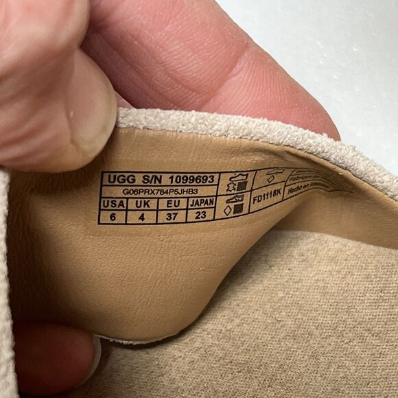 UGG Australia Trina Suede Espadrille Sandals Womens 6 Wedge Ribbon Tie Nude - Picture 13 of 13